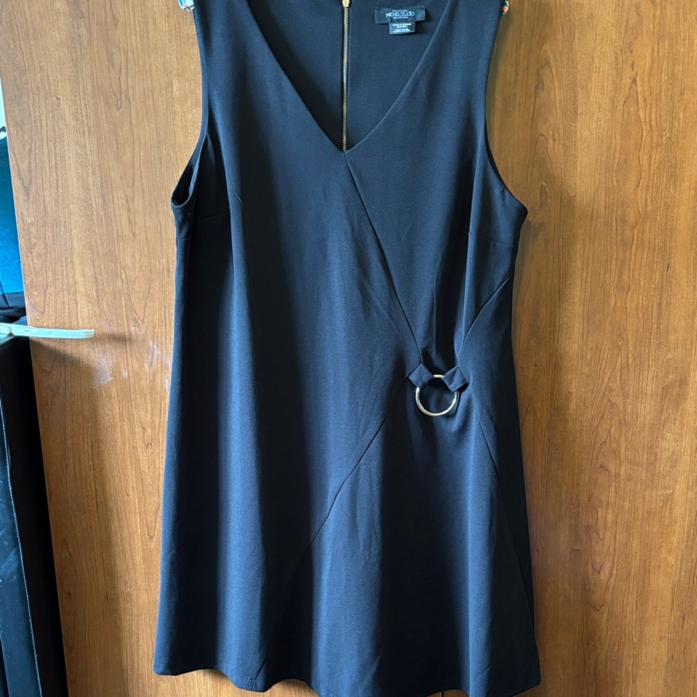 Michel Studio Black V-Neck Mini Dress